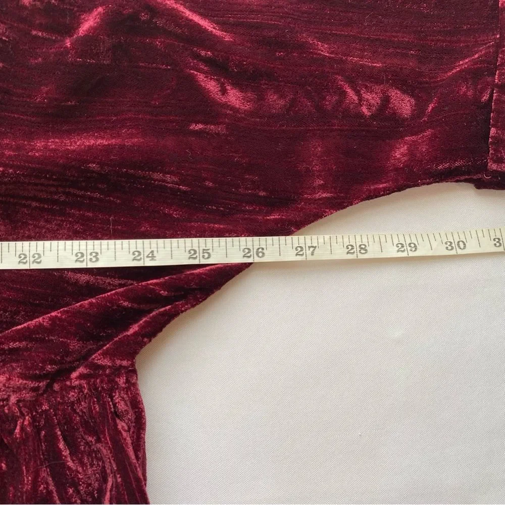 Natural Life Maroon Stella V-Neckline Crushed Velvet Boho Mini Dress Size Large - Picture 12 of 14